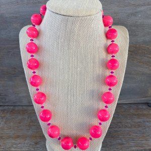 Vintage Chunky Hot Pink & Fuchsia/Purple Necklace Matinee Length